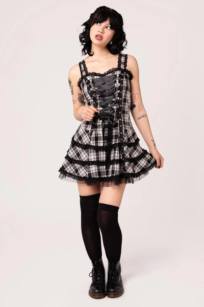 Harley Tartan Kjóll - Hvítur