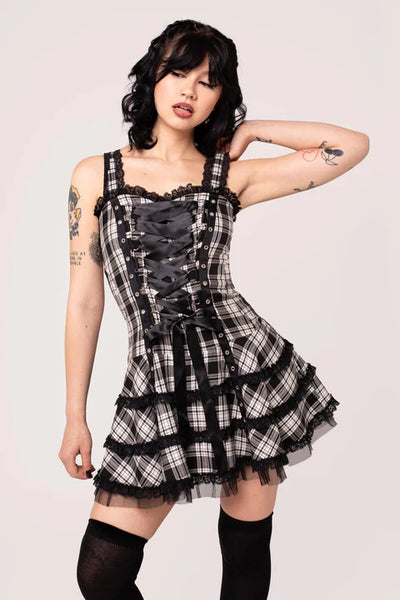 Harley Tartan Kjóll - Hvítur