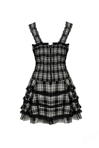 Harley Tartan Kjóll - Hvítur