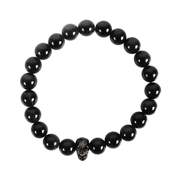Black Obsidian Skull Armband