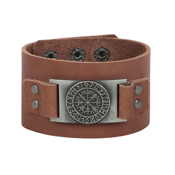 Vegvísir Pleður Armband