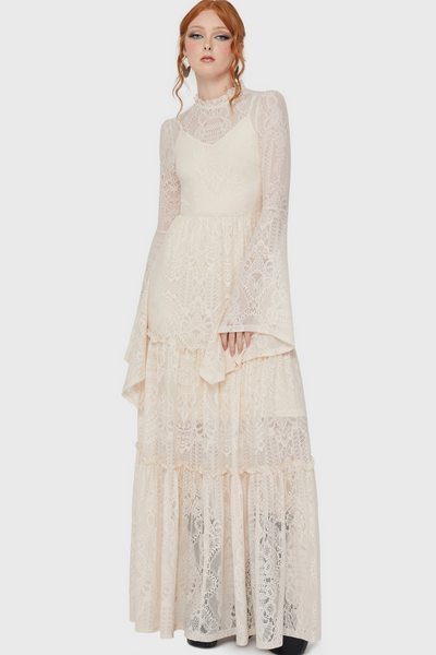 Hecate Lace Maxi Kjóll - Hvítur