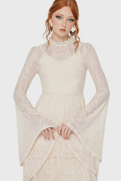 Hecate Lace Maxi Kjóll - Hvítur