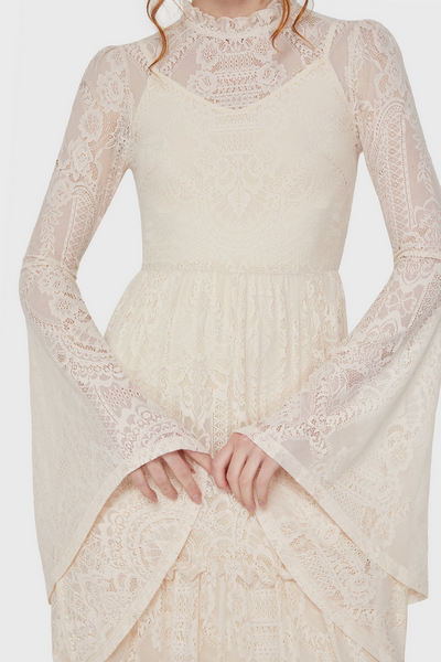 Hecate Lace Maxi Kjóll - Hvítur
