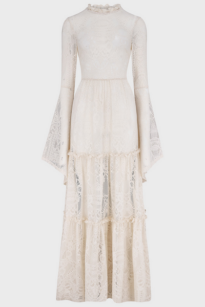 Hecate Lace Maxi Kjóll - Hvítur