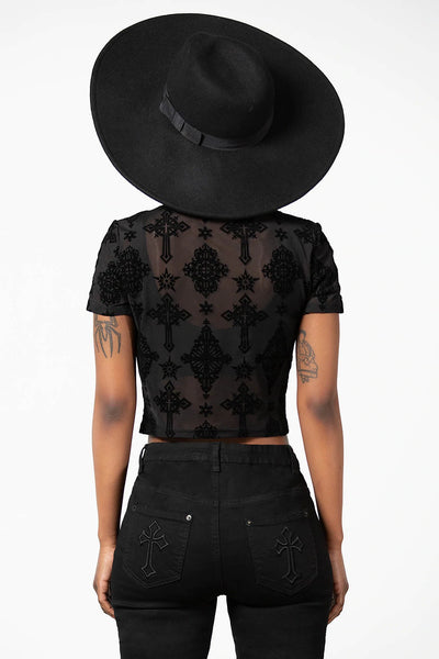 Petra Mesh Crop Toppur