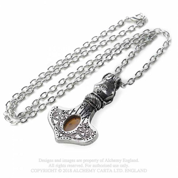 Amber Dragon Thorshammer Hálsmen